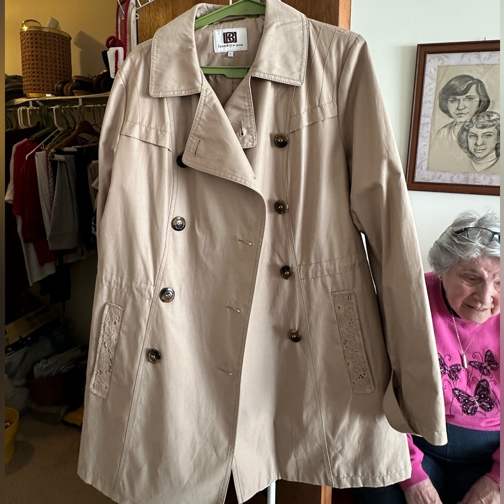 Spring jacket with lace detail.